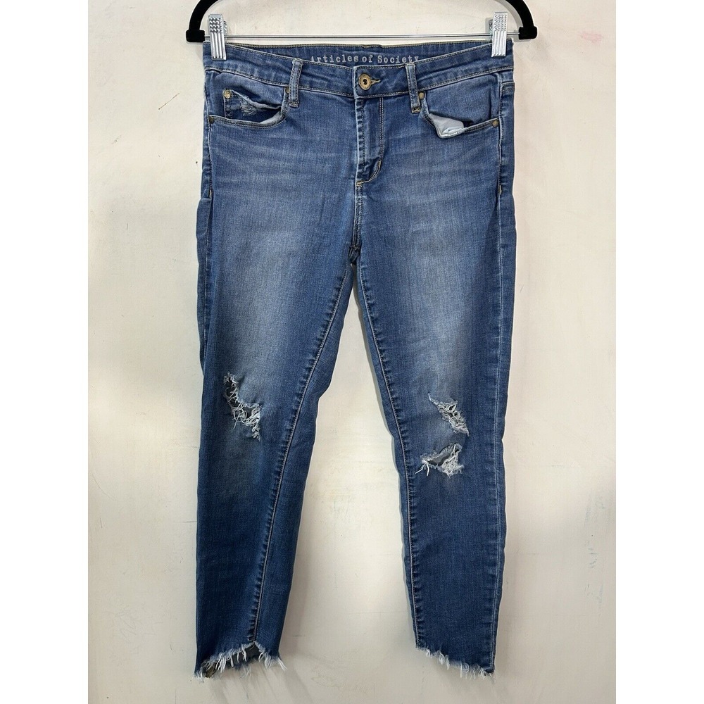 Articles of Society Jeans Women's‎ Size 28 Blue Denim Skinny Legs Frayed Raw Hem